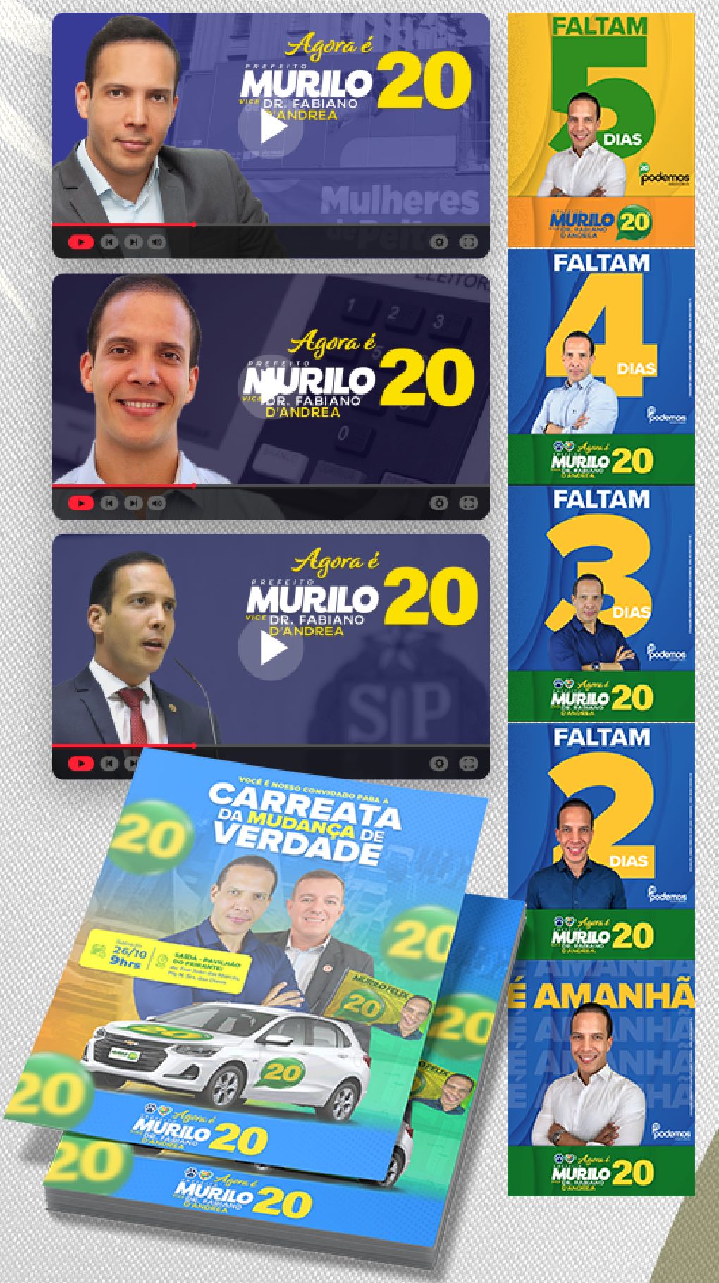 Peças da campanha de Murilo Félix: vídeos, contagem regressiva e material impresso